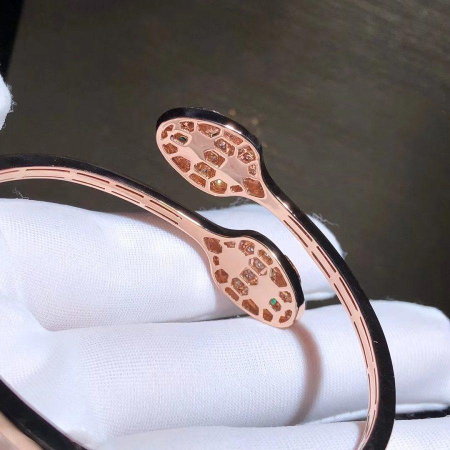[Lucky Star]SERPENTI BRACELET PINK GOLD MALACHITE DIAMOND DOUBLE SNAKE