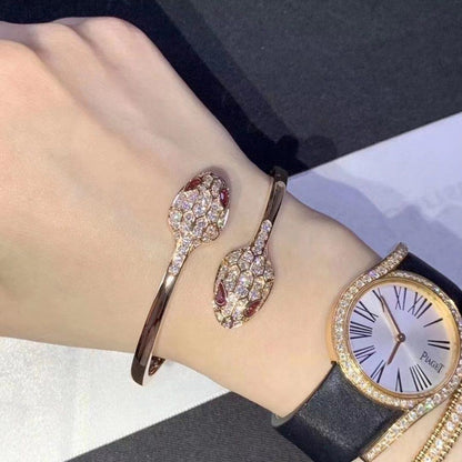 [Lucky Star]SERPENTI BRACELET PINK GOLD DIAMOND DOUBLE SNAKE