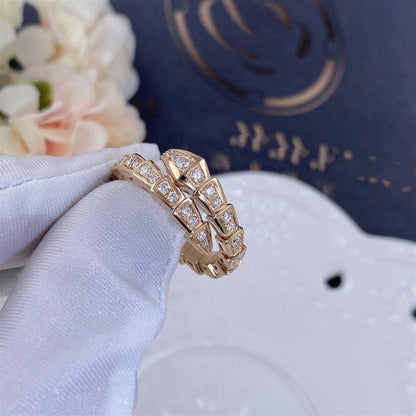 [Lucky Star]SERPENTI RING PINK GOLD DIAMOND PAVED 4MM