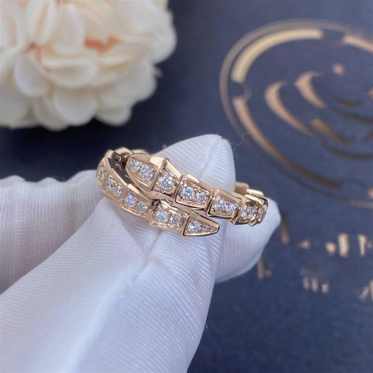 [Lucky Star]SERPENTI RING PINK GOLD DIAMOND PAVED 4MM