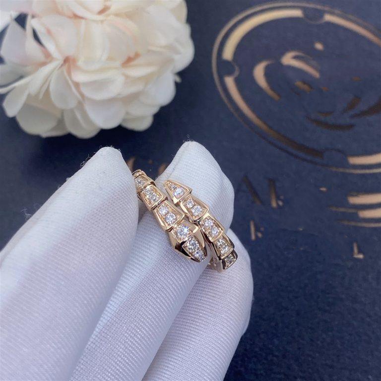 [Lucky Star]SERPENTI RING PINK GOLD DIAMOND PAVED 4MM