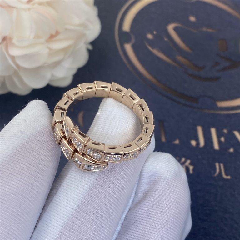 [Lucky Star]SERPENTI RING PINK GOLD DIAMOND PAVED 4MM