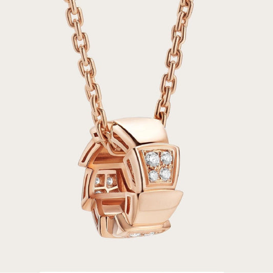 [Lucky Star]SERPENTI PEDANT DIAMOND PINK GOLD NECKLACE