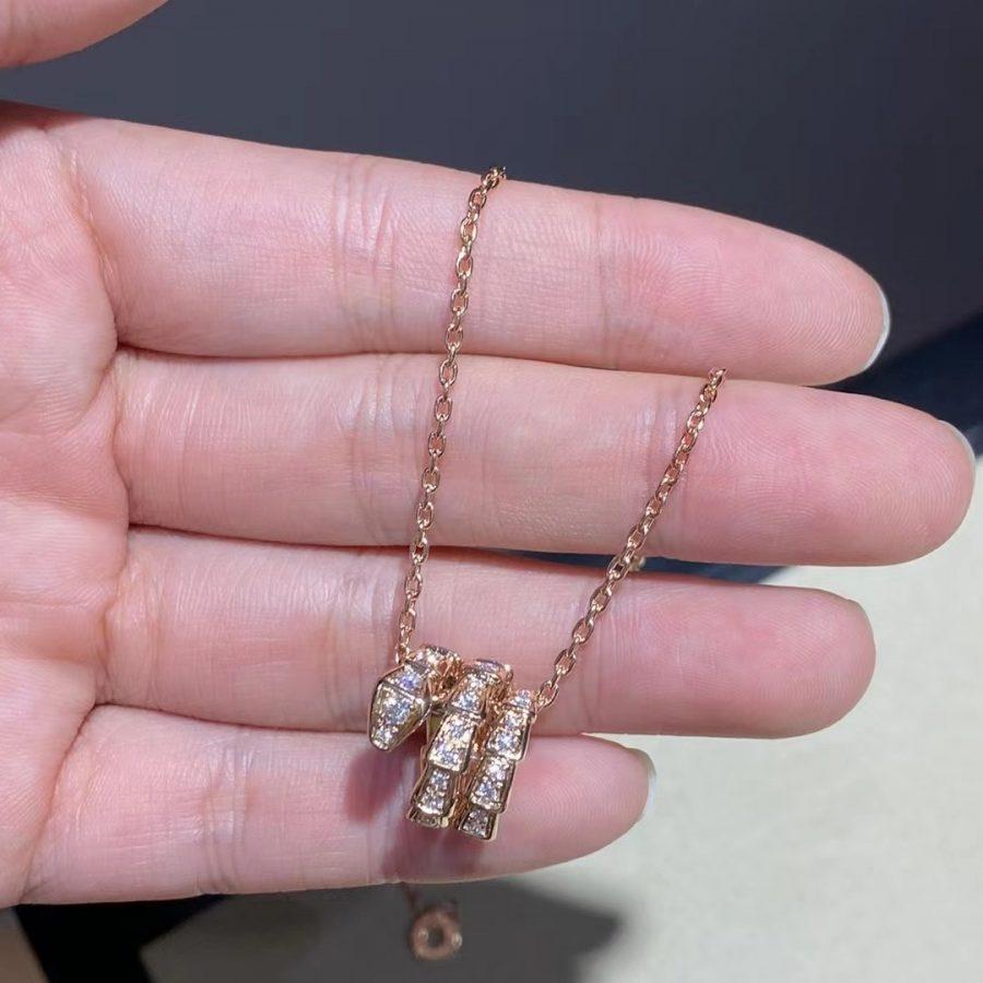 [Lucky Star]SERPENTI PINK GOLD NECKLACE DOUBLE RING DIAMOND
