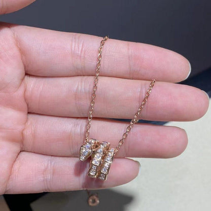 [Lucky Star]SERPENTI PINK GOLD NECKLACE DOUBLE RING DIAMOND