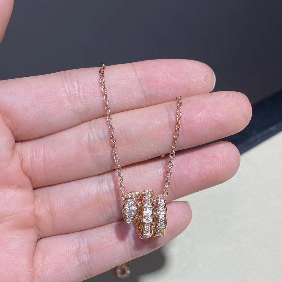[Lucky Star]SERPENTI PINK GOLD NECKLACE DOUBLE RING DIAMOND