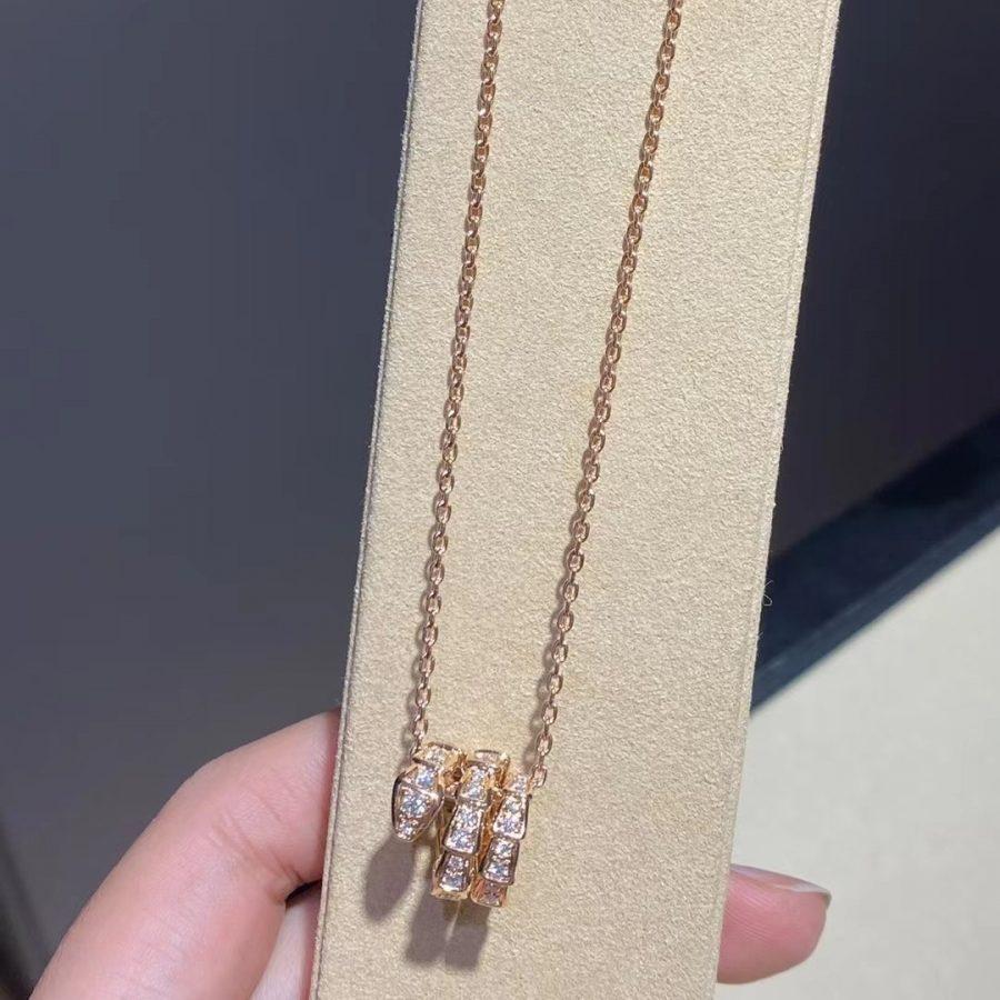 [Lucky Star]SERPENTI PINK GOLD NECKLACE DOUBLE RING DIAMOND