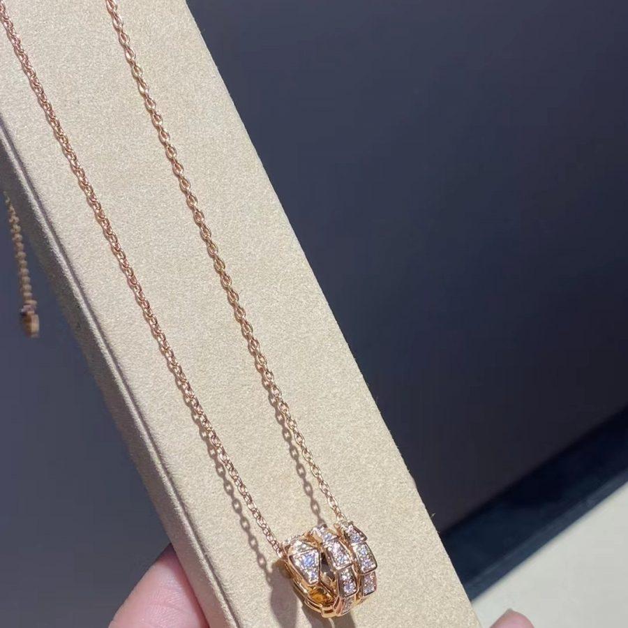 [Lucky Star]SERPENTI PINK GOLD NECKLACE DOUBLE RING DIAMOND