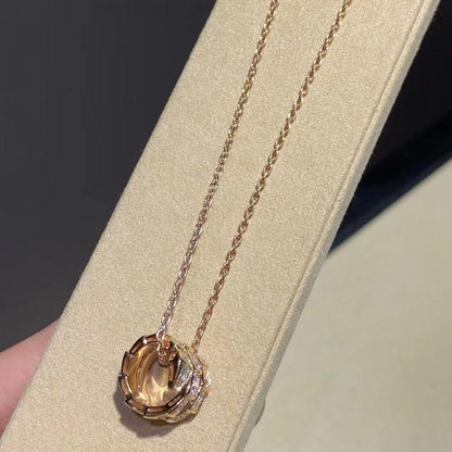 [Lucky Star]SERPENTI PINK GOLD NECKLACE DOUBLE RING DIAMOND