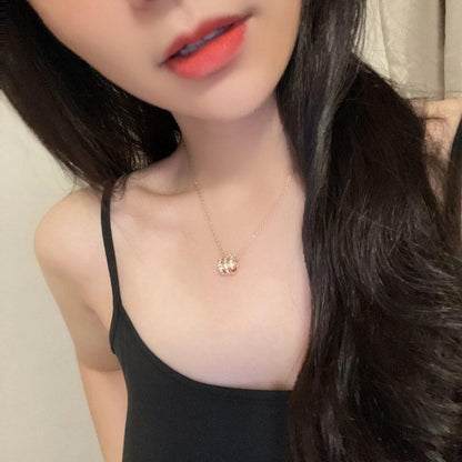 [Lucky Star]SERPENTI PINK GOLD NECKLACE DOUBLE RING DIAMOND