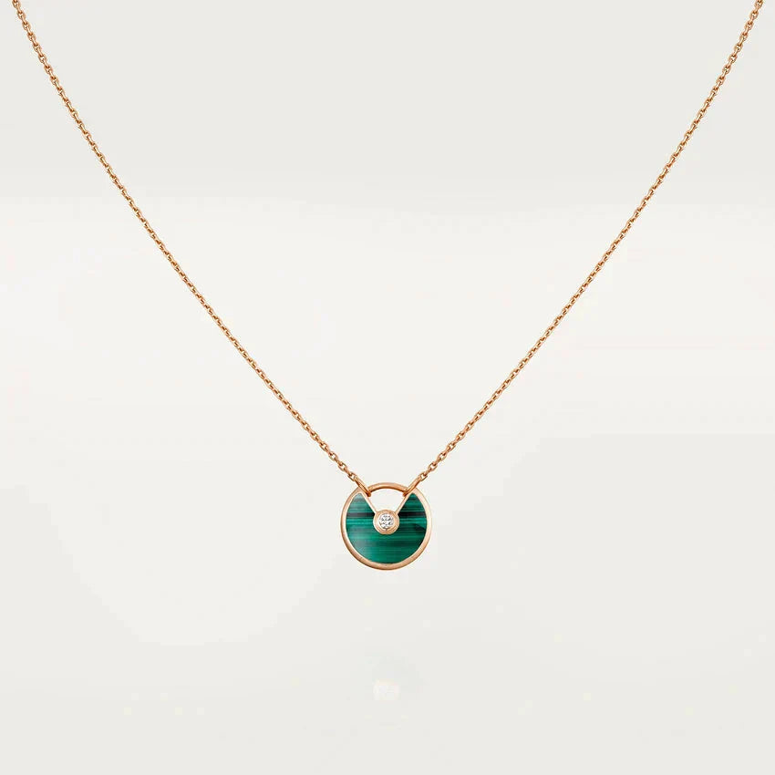 [Lucky Star]AMULETTE ROSE GOLD MALACHITE NECKLACE