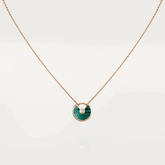 [Lucky Star]AMULETTE ROSE GOLD MALACHITE NECKLACE