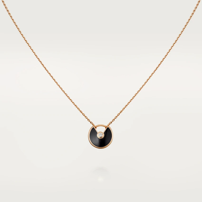 [Lucky Star]AMULETTE ROSE GOLD ONYX NECKLACE