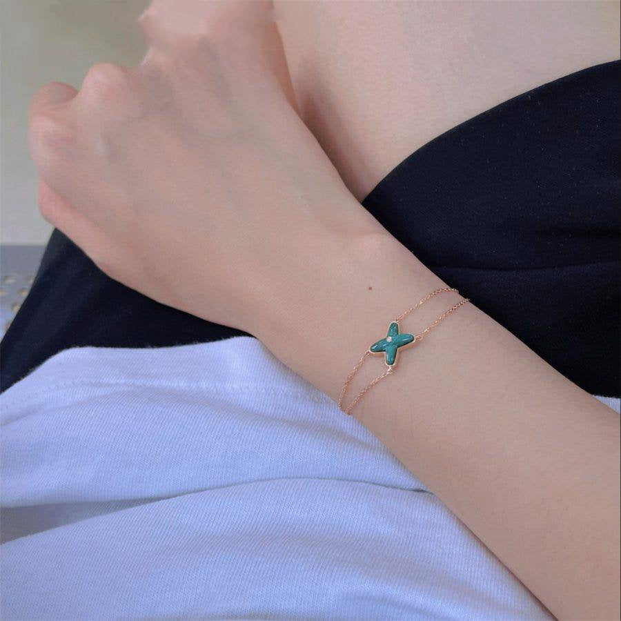 [Lucky Star]JEUX BRACELET MALACHITE PINK GOLD 1 DIAMOND