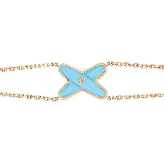 [Lucky Star]JEUX BRACELET TURQUOISE PINK GOLD 1 DIAMOND