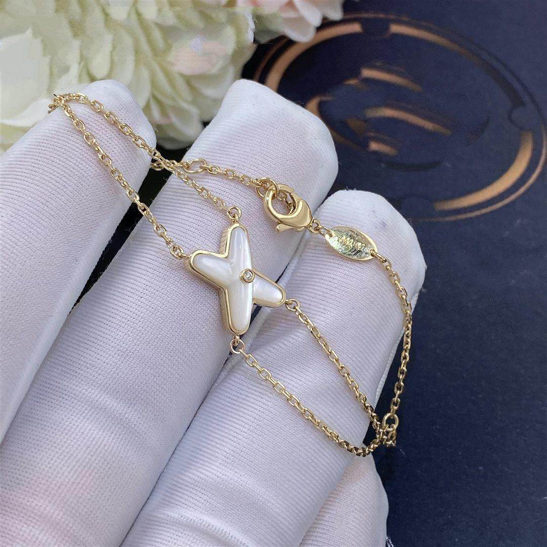 [Lucky Star]JEUX BRACELET WHITE MOP GOLD 1 DIAMOND