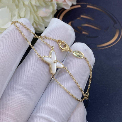 [Lucky Star]JEUX BRACELET WHITE MOP GOLD 1 DIAMOND