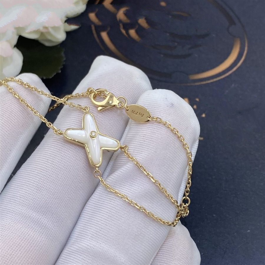 [Lucky Star]JEUX BRACELET WHITE MOP GOLD 1 DIAMOND