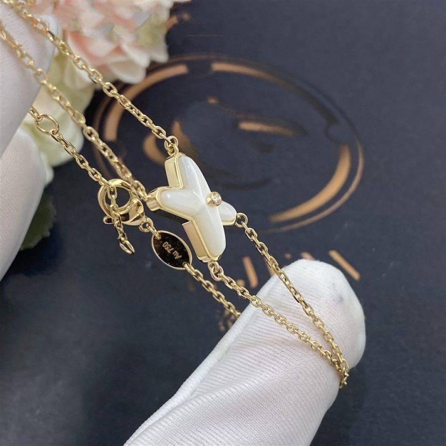 [Lucky Star]JEUX BRACELET WHITE MOP GOLD 1 DIAMOND