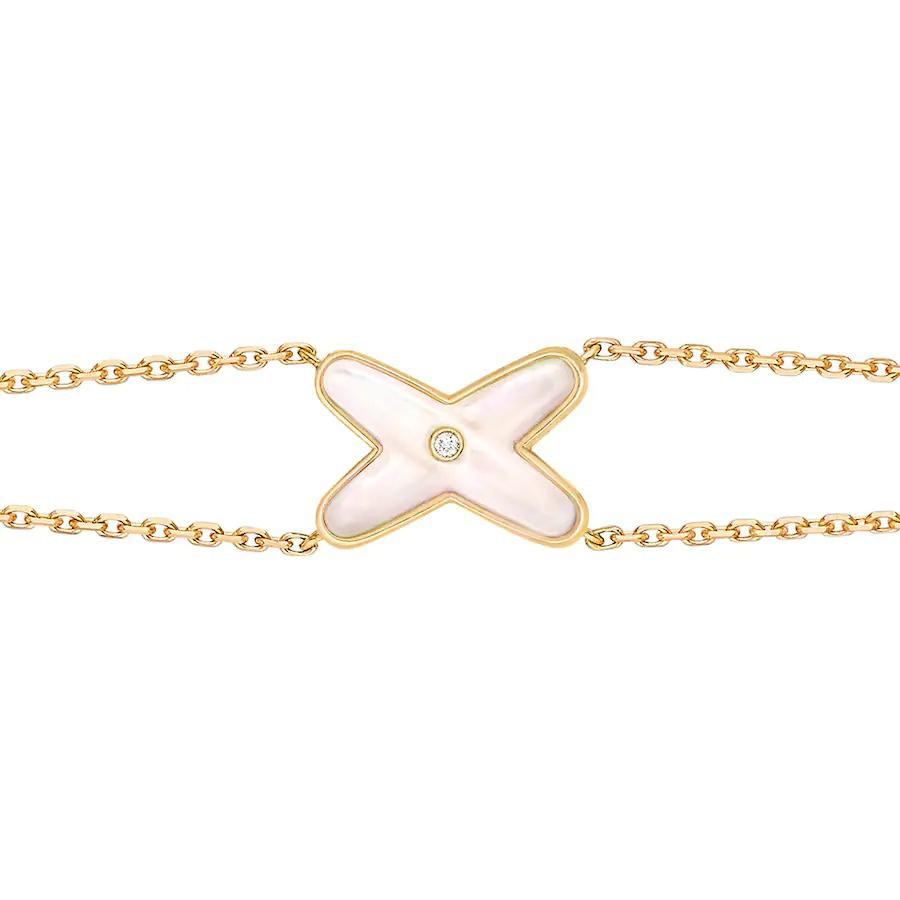 [Lucky Star]JEUX BRACELET WHITE MOP GOLD 1 DIAMOND