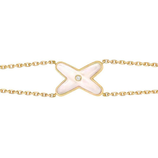 [Lucky Star]JEUX BRACELET WHITE MOP GOLD 1 DIAMOND