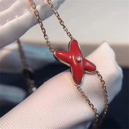 [Lucky Star]JEUX BRACELET CARNELIAN PINK GOLD 1 DIAMOND