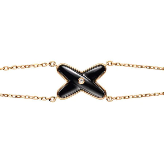 [Lucky Star]JEUX BRACELET ONYX PINK GOLD 1 DIAMOND
