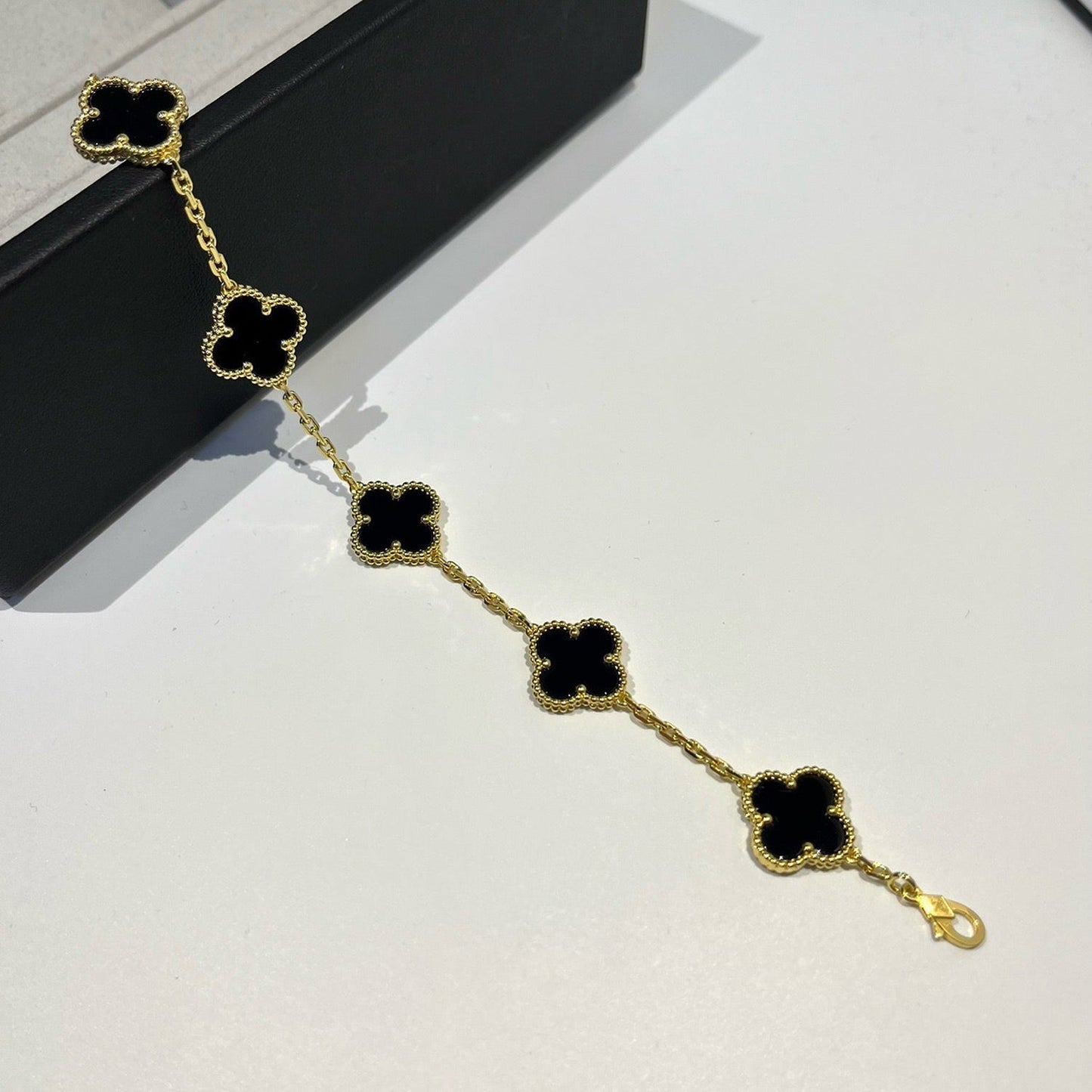 [Lucky Star]CLOVER  5 MOTIFS BLACK ONYX BRACELET
