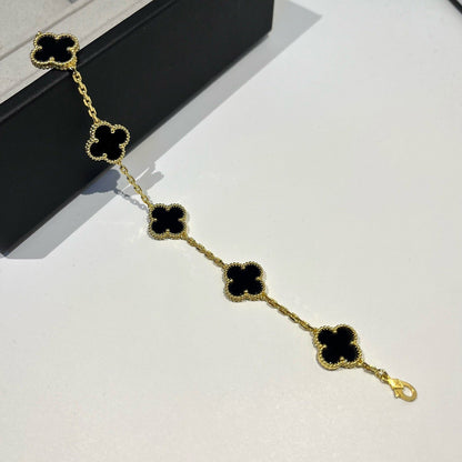 [Lucky Star]CLOVER  5 MOTIFS BLACK ONYX BRACELET