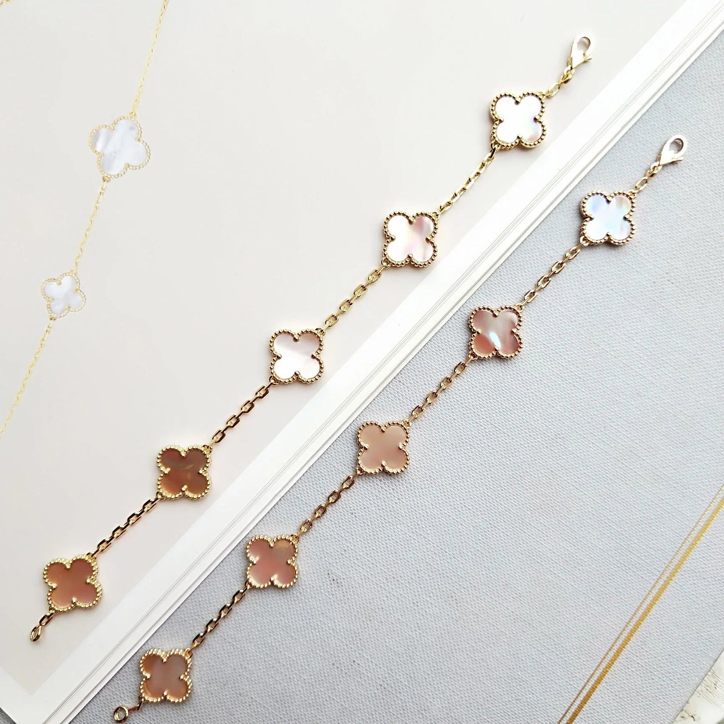 [Lucky Star]CLOVER 5 PINK MOP BRACELET