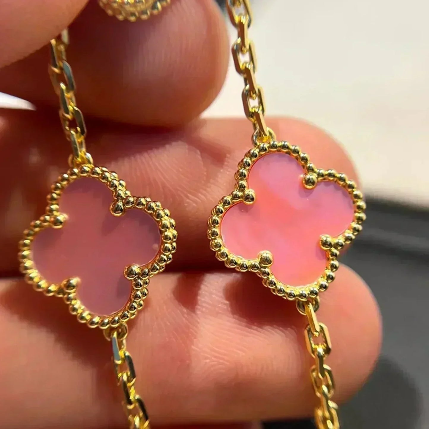 [Lucky Star]CLOVER 5 PINK MOP BRACELET