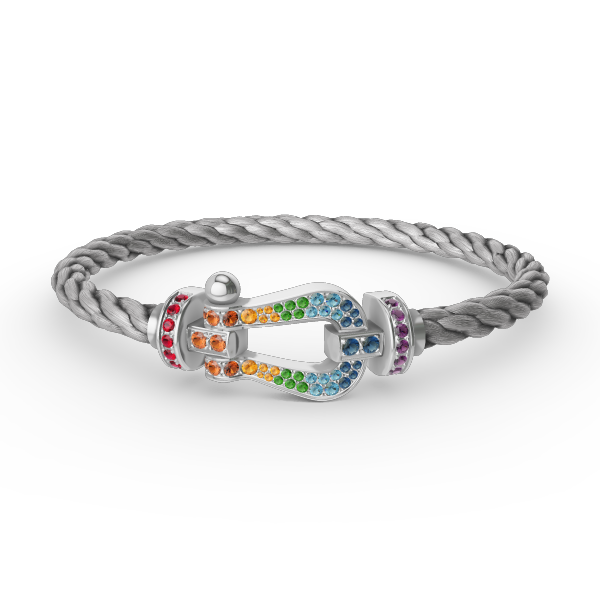 [Lucky Star]FORC LARGE HORSESHOE  COLORED DIAMOND BRACELET SILVER