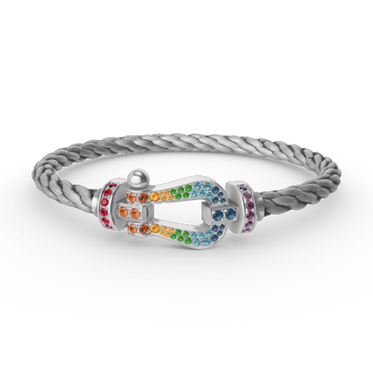 [Lucky Star]FORC LARGE HORSESHOE  COLORED DIAMOND BRACELET SILVER