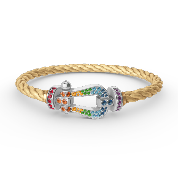 [Lucky Star]FORC LARGE HORSESHOE  COLORED DIAMOND BRACELET SILVER