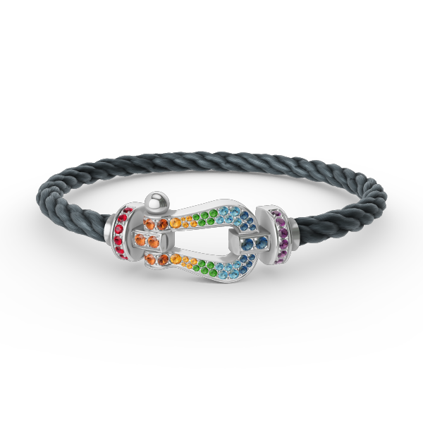 [Lucky Star]FORC LARGE HORSESHOE  COLORED DIAMOND BRACELET SILVER