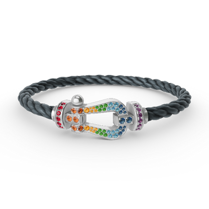 [Lucky Star]FORC LARGE HORSESHOE  COLORED DIAMOND BRACELET SILVER