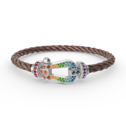 [Lucky Star]FORC LARGE HORSESHOE  COLORED DIAMOND BRACELET SILVER