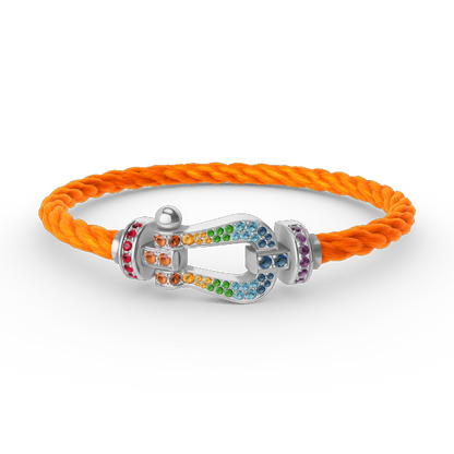 [Lucky Star]FORC LARGE HORSESHOE  COLORED DIAMOND BRACELET SILVER