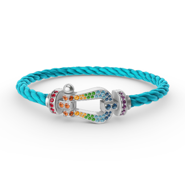 [Lucky Star]FORC LARGE HORSESHOE  COLORED DIAMOND BRACELET SILVER