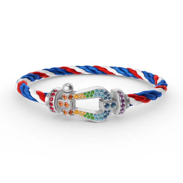 [Lucky Star]FORC LARGE HORSESHOE  COLORED DIAMOND BRACELET SILVER