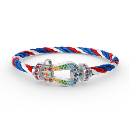 [Lucky Star]FORC LARGE HORSESHOE  COLORED DIAMOND BRACELET SILVER