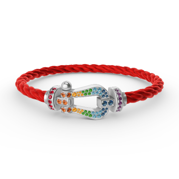 [Lucky Star]FORC LARGE HORSESHOE  COLORED DIAMOND BRACELET SILVER