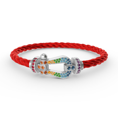 [Lucky Star]FORC LARGE HORSESHOE  COLORED DIAMOND BRACELET SILVER