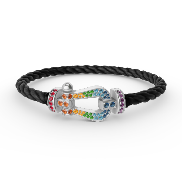 [Lucky Star]FORC LARGE HORSESHOE  COLORED DIAMOND BRACELET SILVER