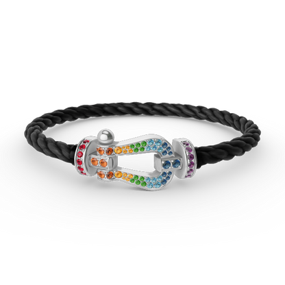 [Lucky Star]FORC LARGE HORSESHOE  COLORED DIAMOND BRACELET SILVER