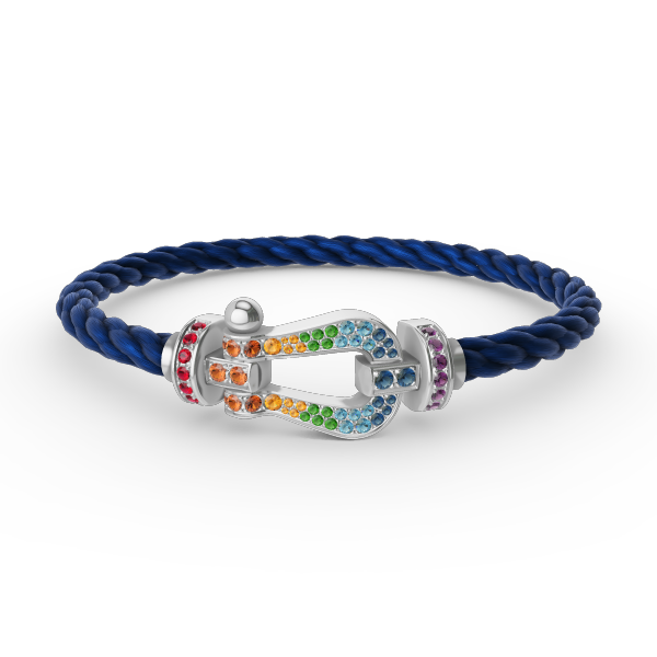 [Lucky Star]FORC LARGE HORSESHOE  COLORED DIAMOND BRACELET SILVER