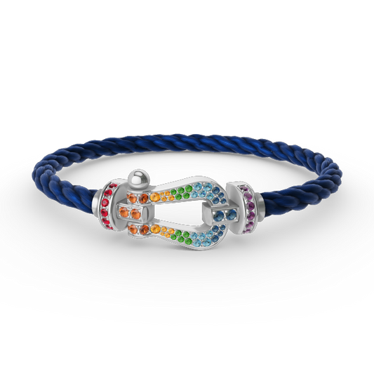 [Lucky Star]FORC LARGE HORSESHOE  COLORED DIAMOND BRACELET SILVER