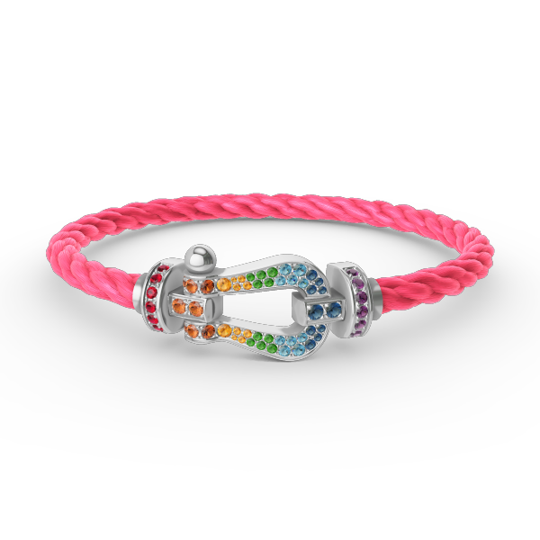 [Lucky Star]FORC LARGE HORSESHOE  COLORED DIAMOND BRACELET SILVER
