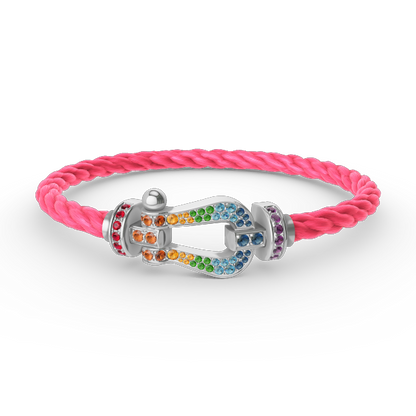 [Lucky Star]FORC LARGE HORSESHOE  COLORED DIAMOND BRACELET SILVER