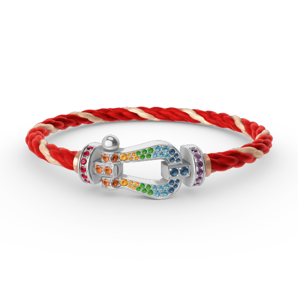 [Lucky Star]FORC LARGE HORSESHOE  COLORED DIAMOND BRACELET SILVER